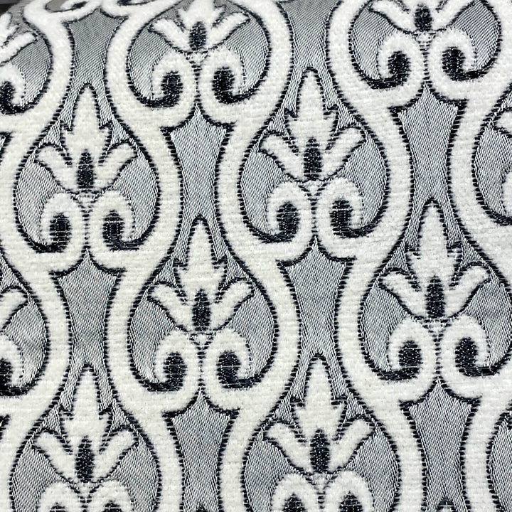 110" NORMANDY Pewter Silver Gray Beige Classic Contrasting Damask Velvet Fabric
