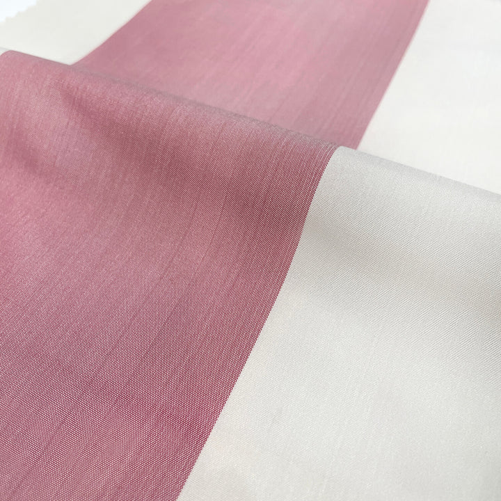 Pink Ivory Off-White Stripe Faux Silk Fabric