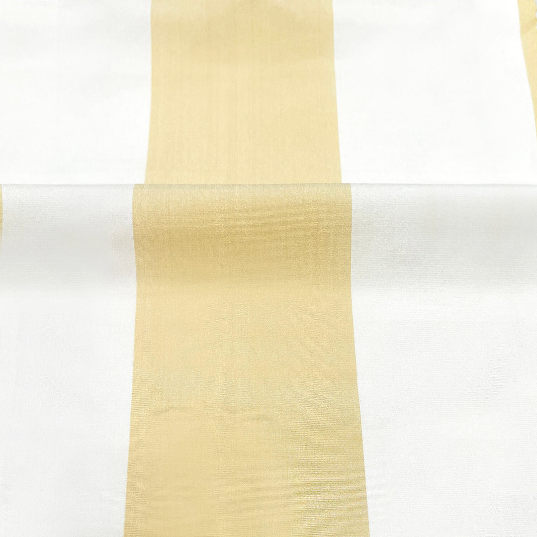 Yellow Ivory Off-White Stripe Faux Silk Fabric