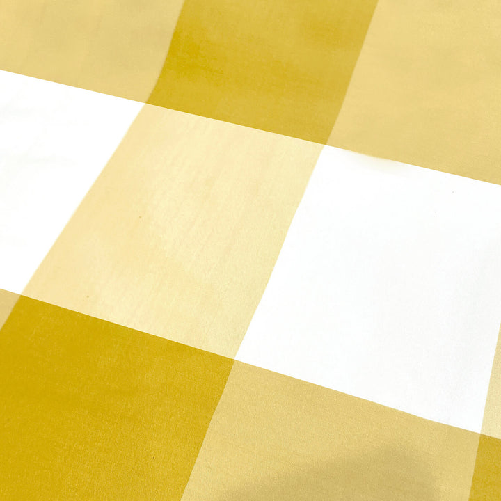 Yellow Ivory Off-White Plaid Check Faux Silk Fabric