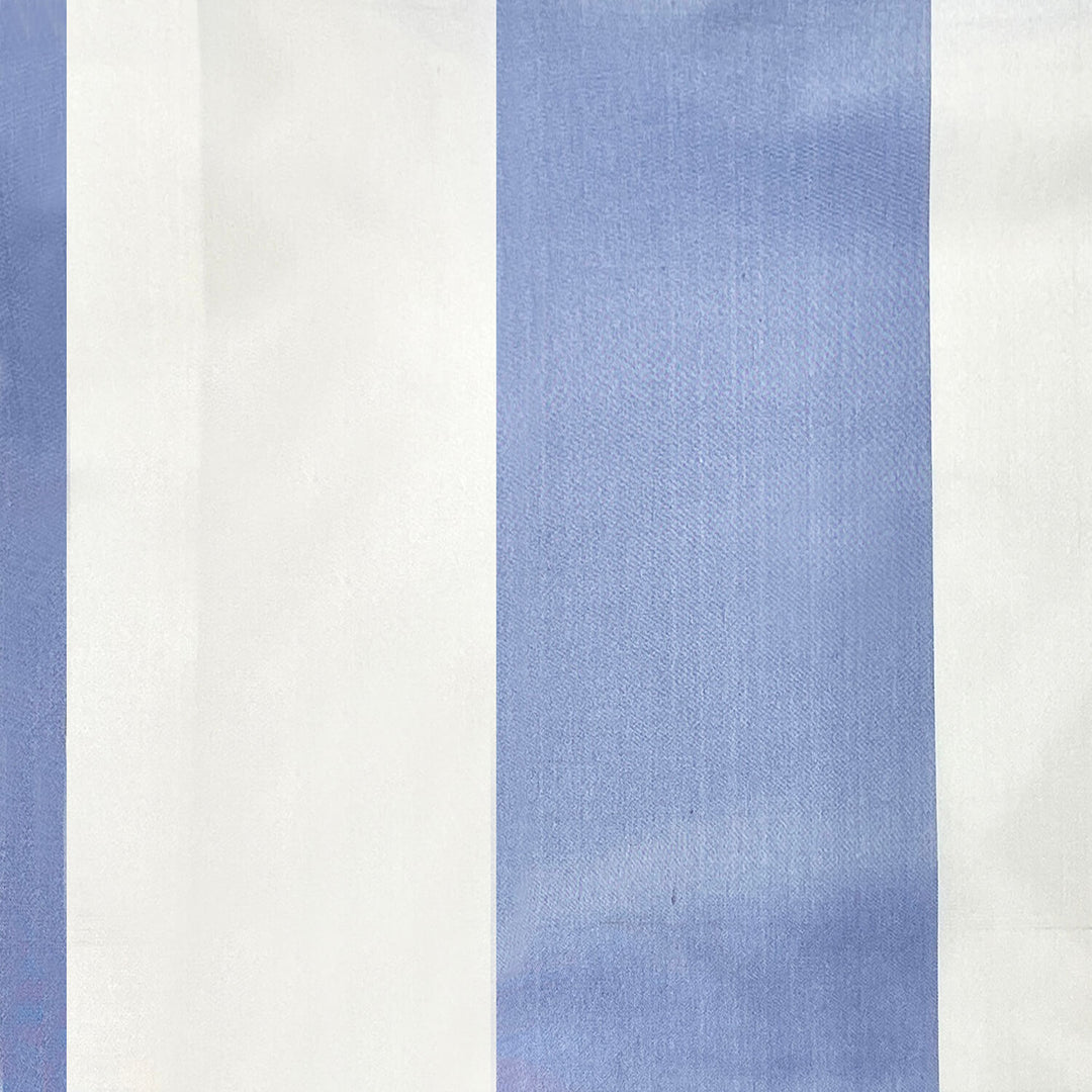 Light Blue Ivory Off-White Stripe Faux Silk Fabric
