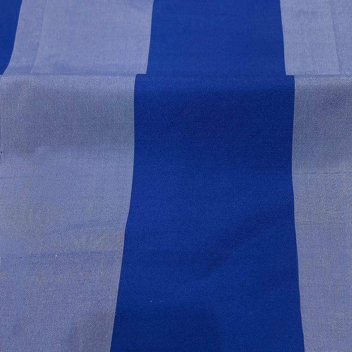 Dark Blue Stripe Faux Silk Fabric