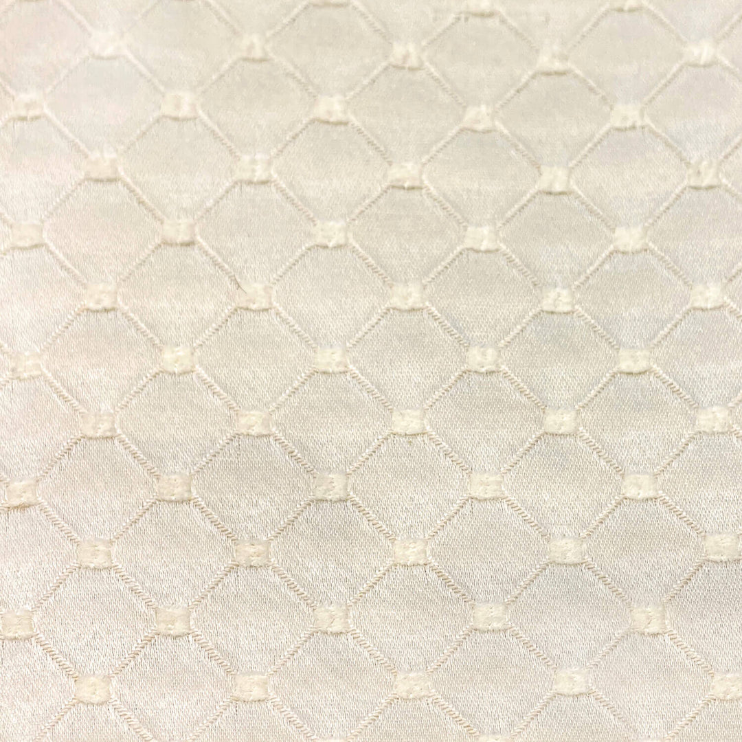 Salice Ivory Diamond Dots Embroidered Jacquard Brocade Fabric