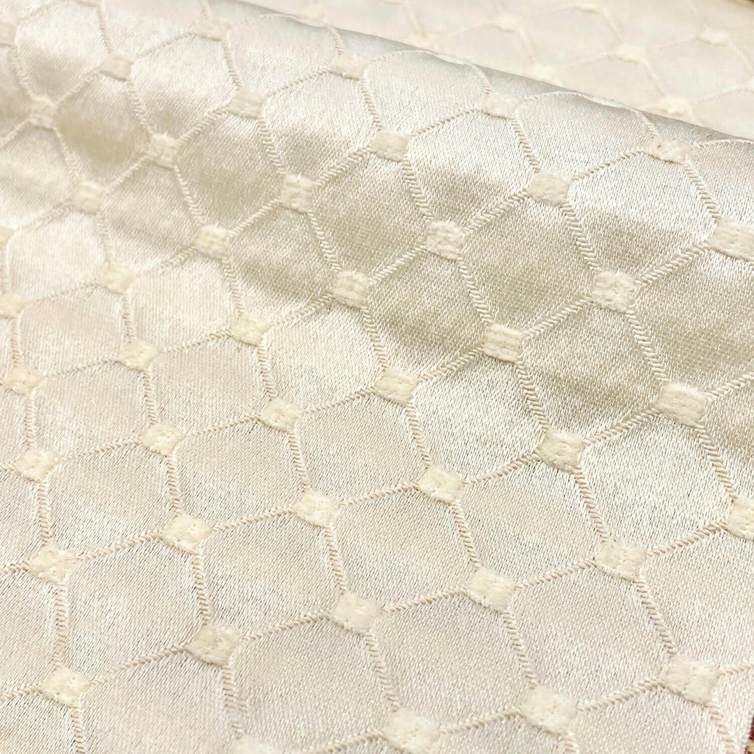 Salice Ivory Diamond Dots Embroidered Jacquard Brocade Fabric