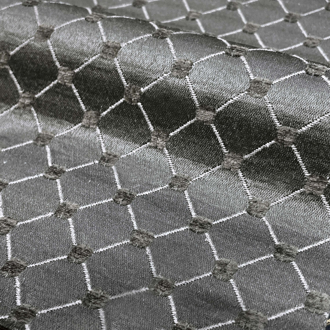 Tessuto broccato jacquard ricamato a pois di diamanti grigio scuro Salice