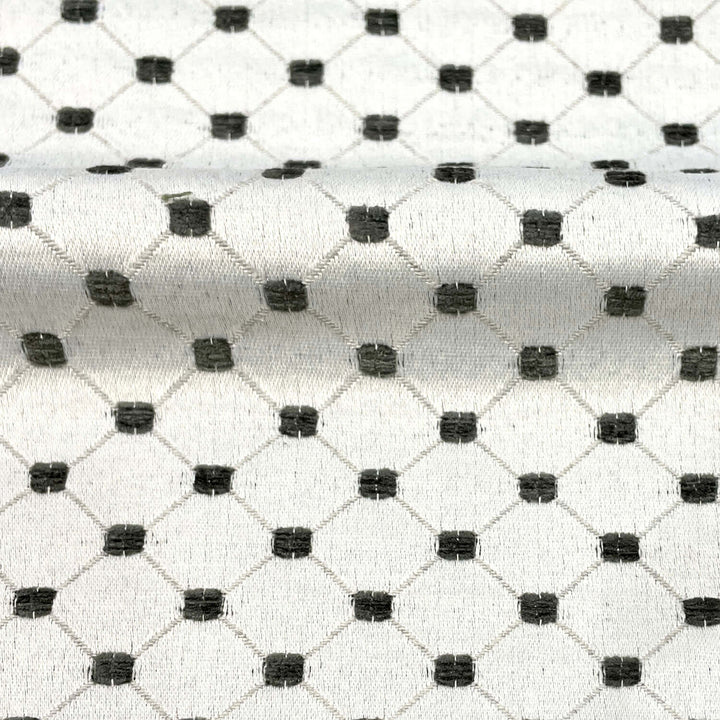 Salice Ivory Gray Dot Diamond Dots Embroidered Jacquard Brocade Fabric