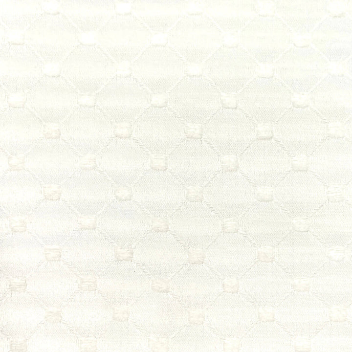 Salice White Diamond Dots Embroidered Jacquard Brocade Fabric