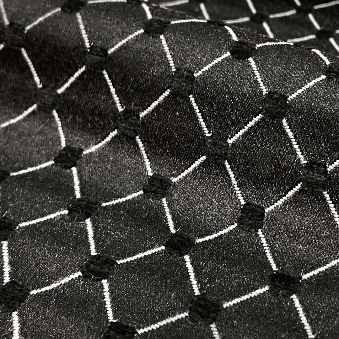 Salice Charcoal Gray Diamond Dots Embroidered Jacquard Brocade Fabric