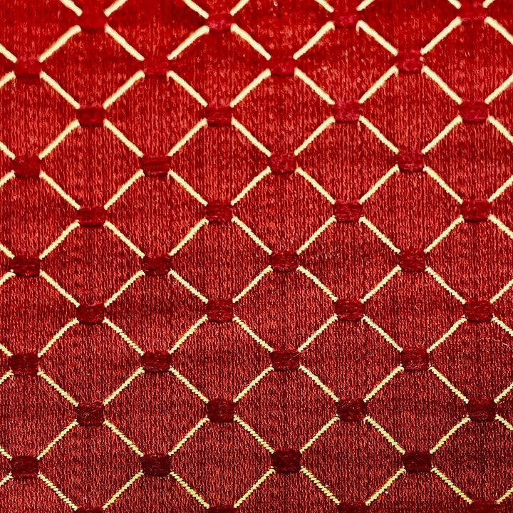 Salice Burgundy Red Diamond Dots Embroidered Jacquard Brocade Fabric
