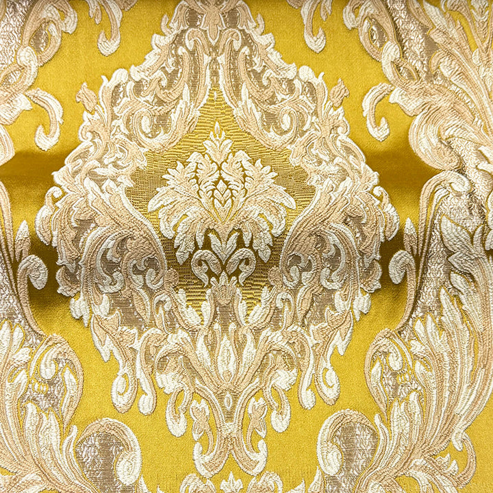 Eldenburg Gold Ivory Textured Damask Jacquard Brocade Fabric