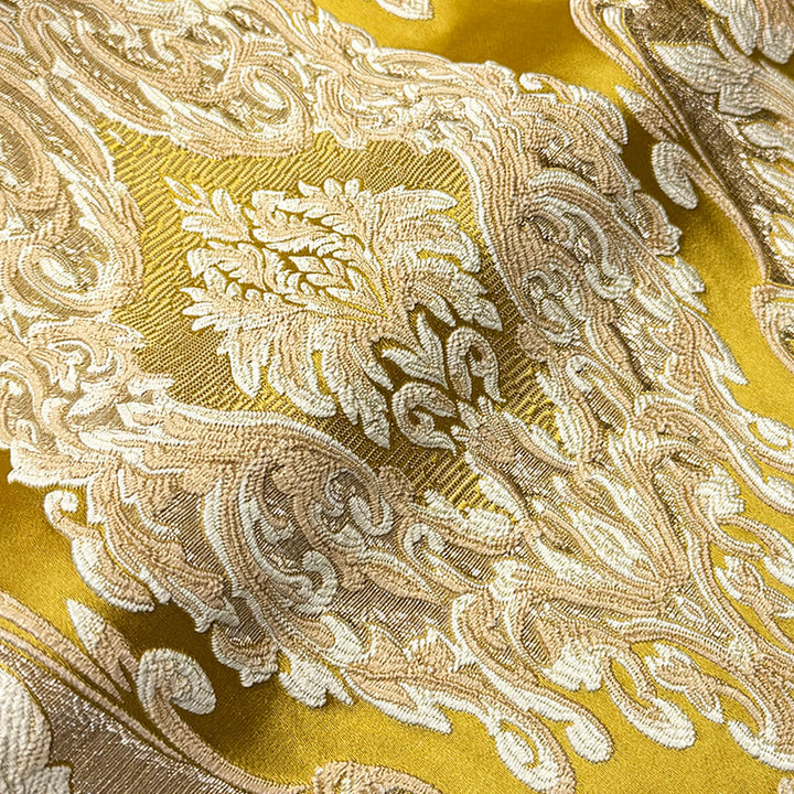 Eldenburg Gold Ivory Textured Damask Jacquard Brocade Fabric