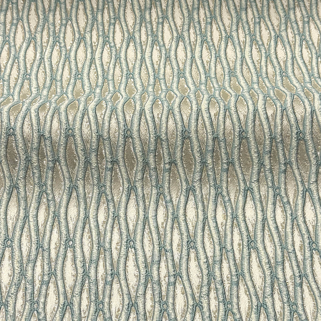 Montrelle Teal Blue Textured Damask Jacquard Brocade Fabric
