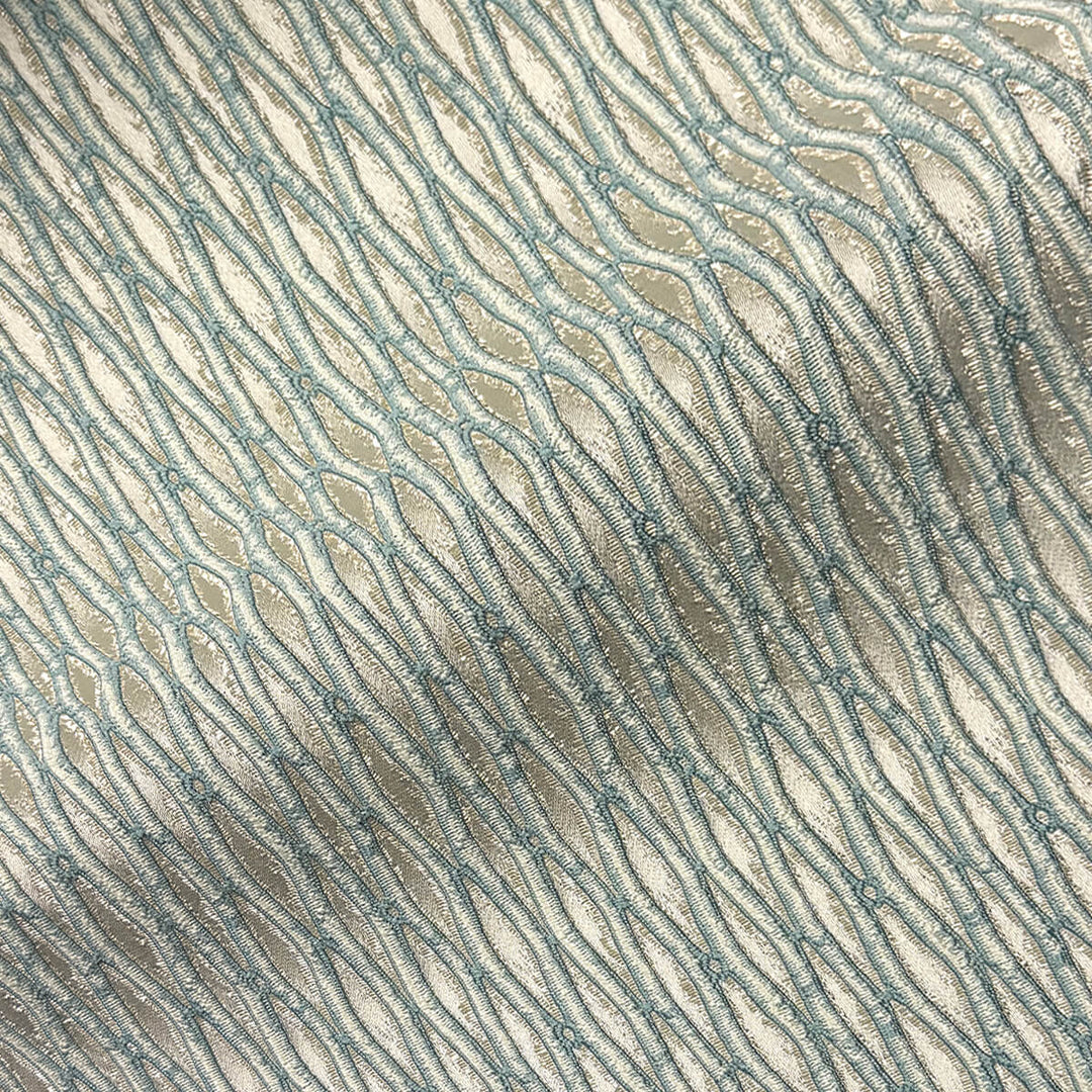 Montrelle Teal Blue Textured Damask Jacquard Brocade Fabric