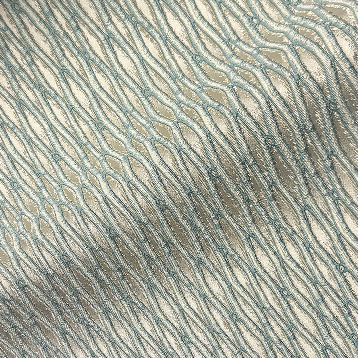 Montrelle Teal Blue Textured Damask Jacquard Brocade Fabric