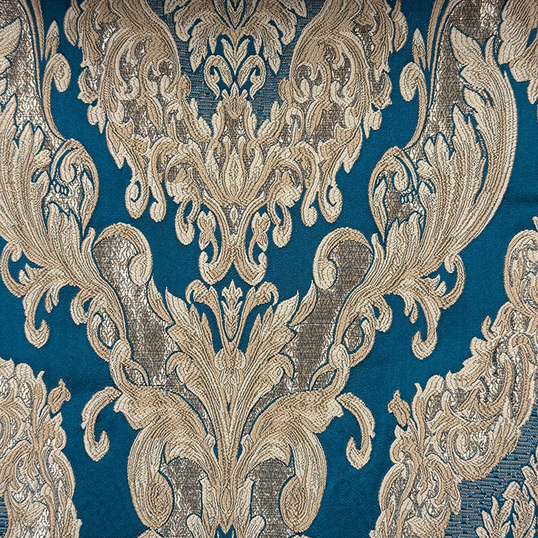 Eldenburg Peacock Blue Textured Damask Jacquard Brocade Fabric