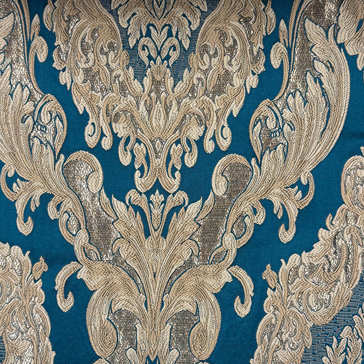 Eldenburg Peacock Blue Textured Damask Jacquard Brocade Fabric
