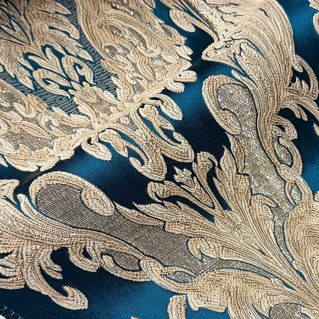 Eldenburg Peacock Blue Textured Damask Jacquard Brocade Fabric