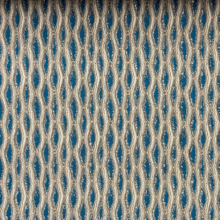 Montrelle Peacock Blue Textured Damask Jacquard Brocade Fabric