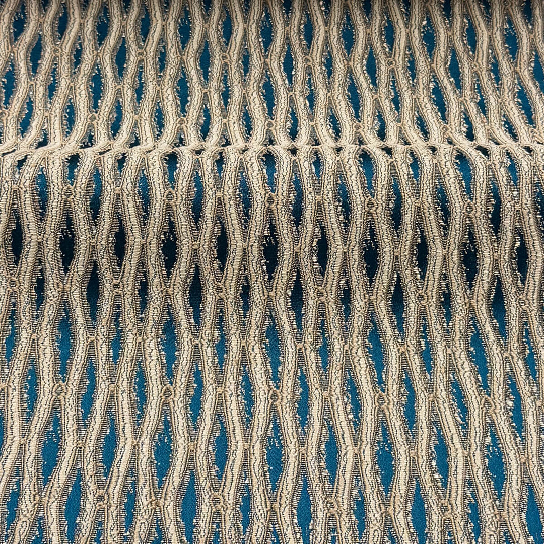 Montrelle Peacock Blue Textured Damask Jacquard Brocade Fabric