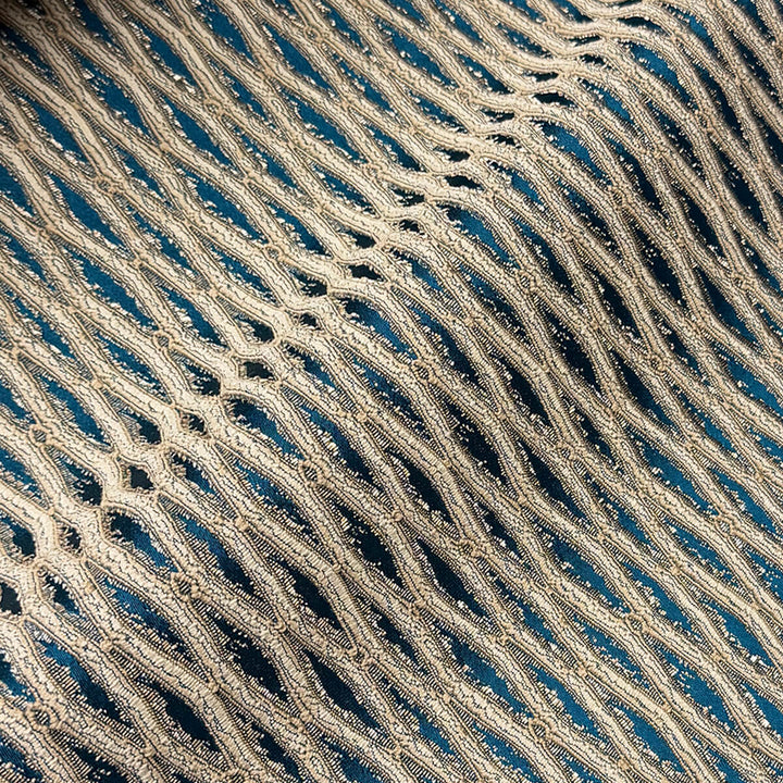 Montrelle Peacock Blue Textured Damask Jacquard Brocade Fabric