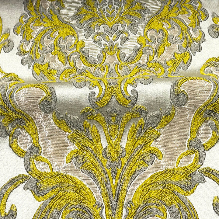 Eldenburg Lime Textured Damask Jacquard Brocade Fabric