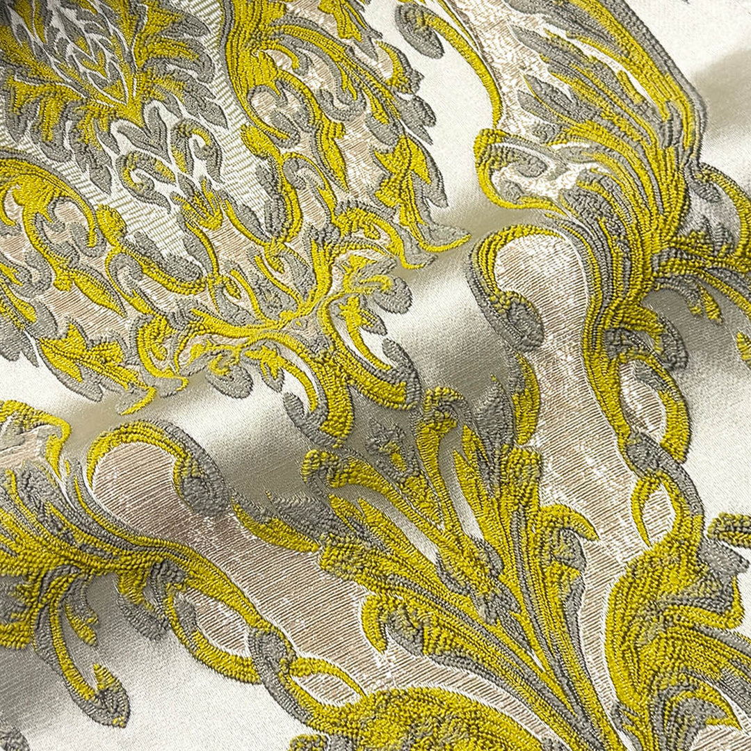 Eldenburg Lime Textured Damask Jacquard Brocade Fabric