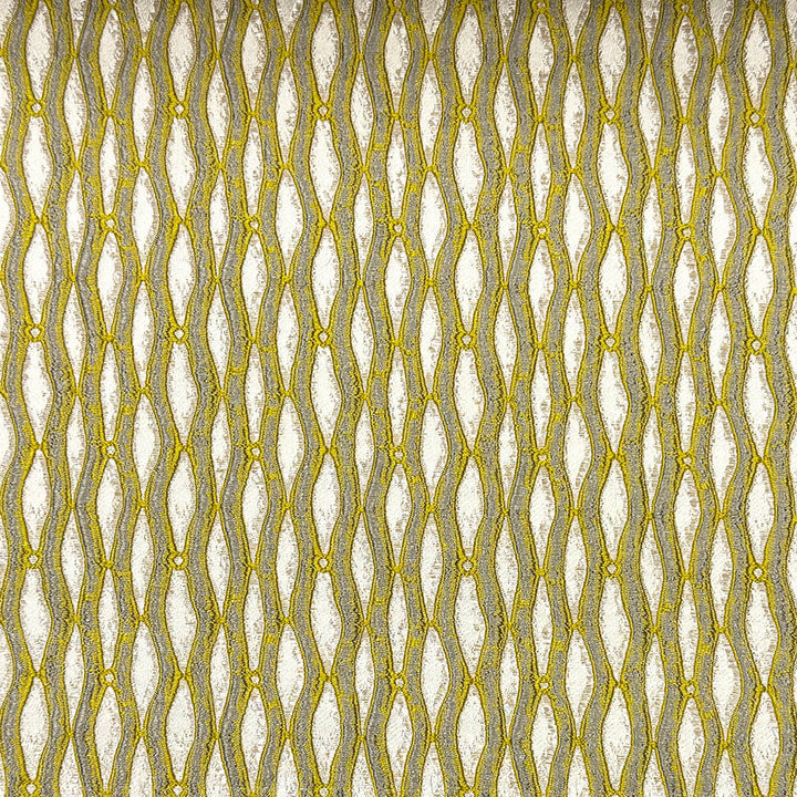 Montrelle Green Ivory Textured Damask Jacquard Brocade Fabric
