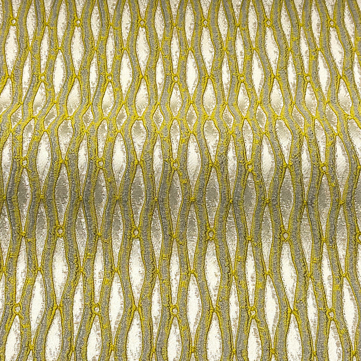 Montrelle Green Ivory Textured Damask Jacquard Brocade Fabric