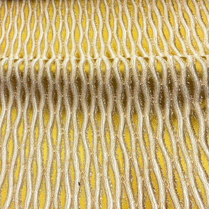 Montrelle Gold Ivory Textured Damask Jacquard Brocade Fabric