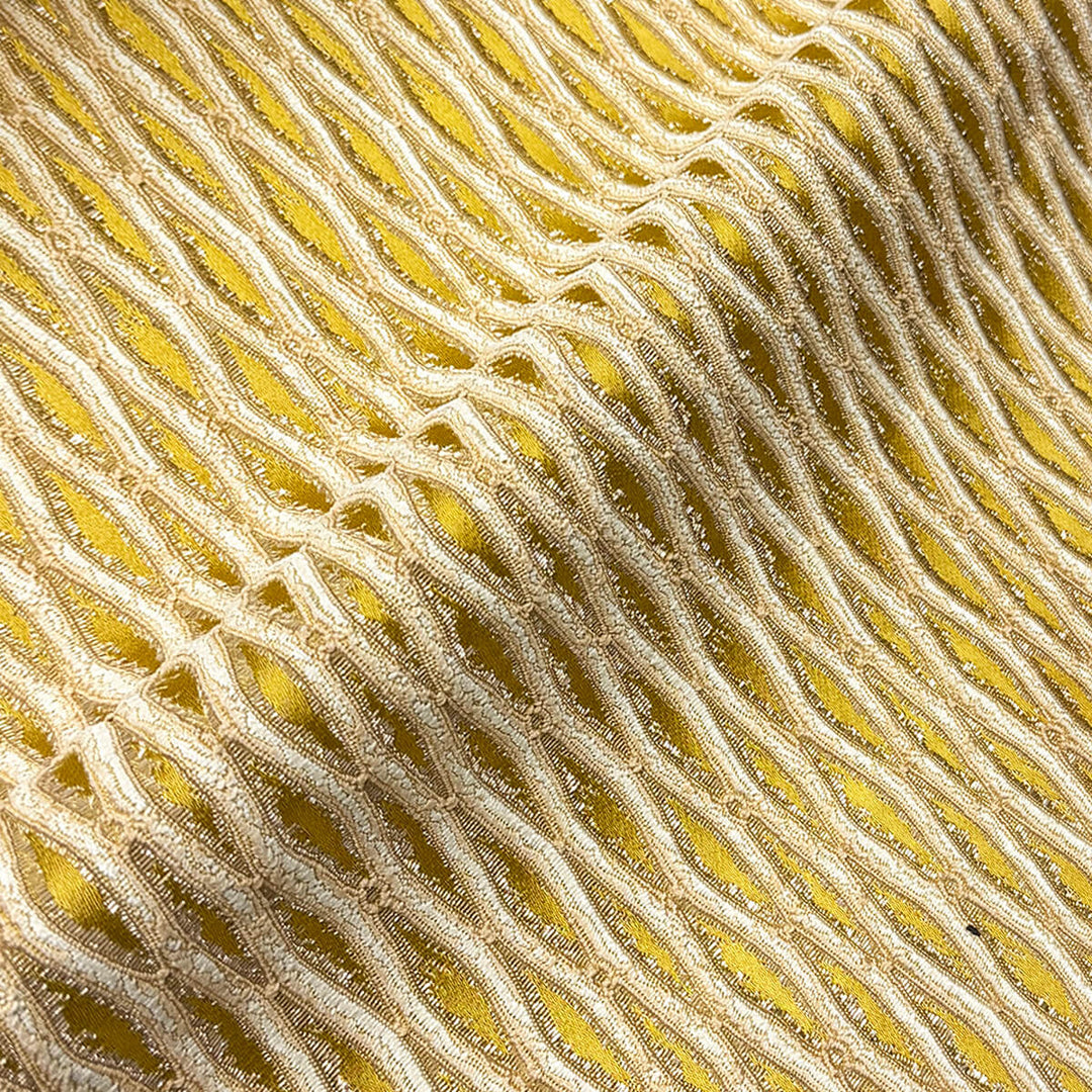 Montrelle Gold Ivory Textured Damask Jacquard Brocade Fabric