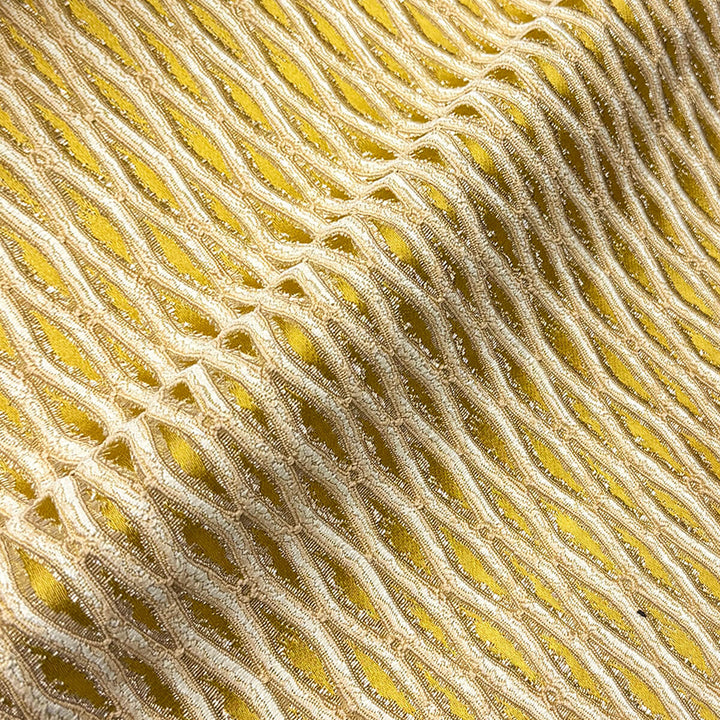 Montrelle Gold Ivory Textured Damask Jacquard Brocade Fabric