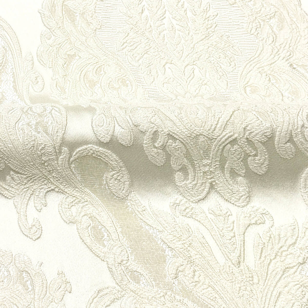 Eldenburg Ivory Textured Damask Jacquard Brocade Fabric