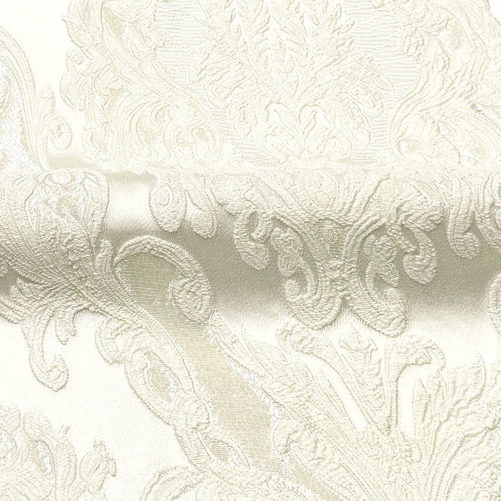 Eldenburg Ivory Textured Damask Jacquard Brocade Fabric