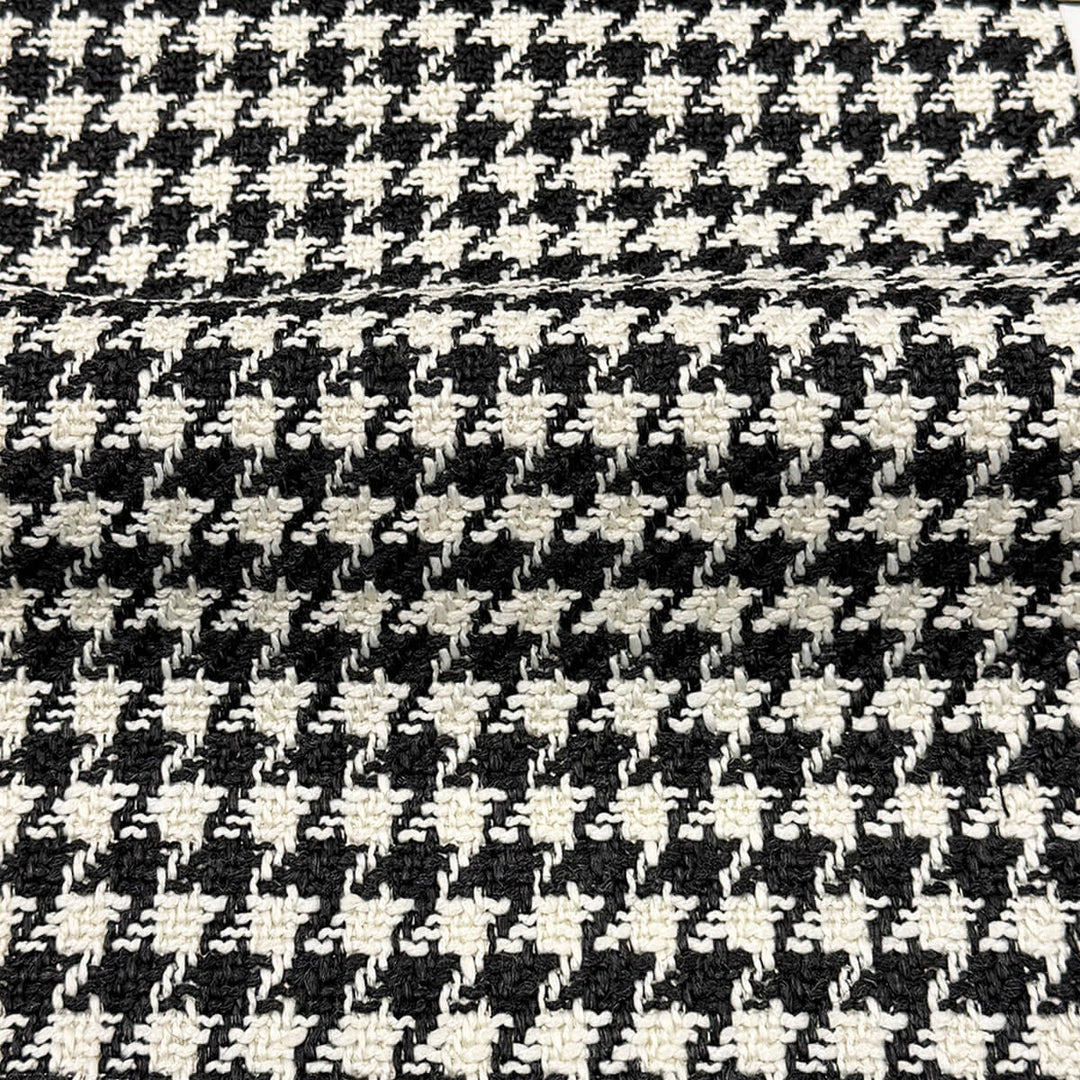 Ésvane Black Small Houndstooth Chenille Fabric