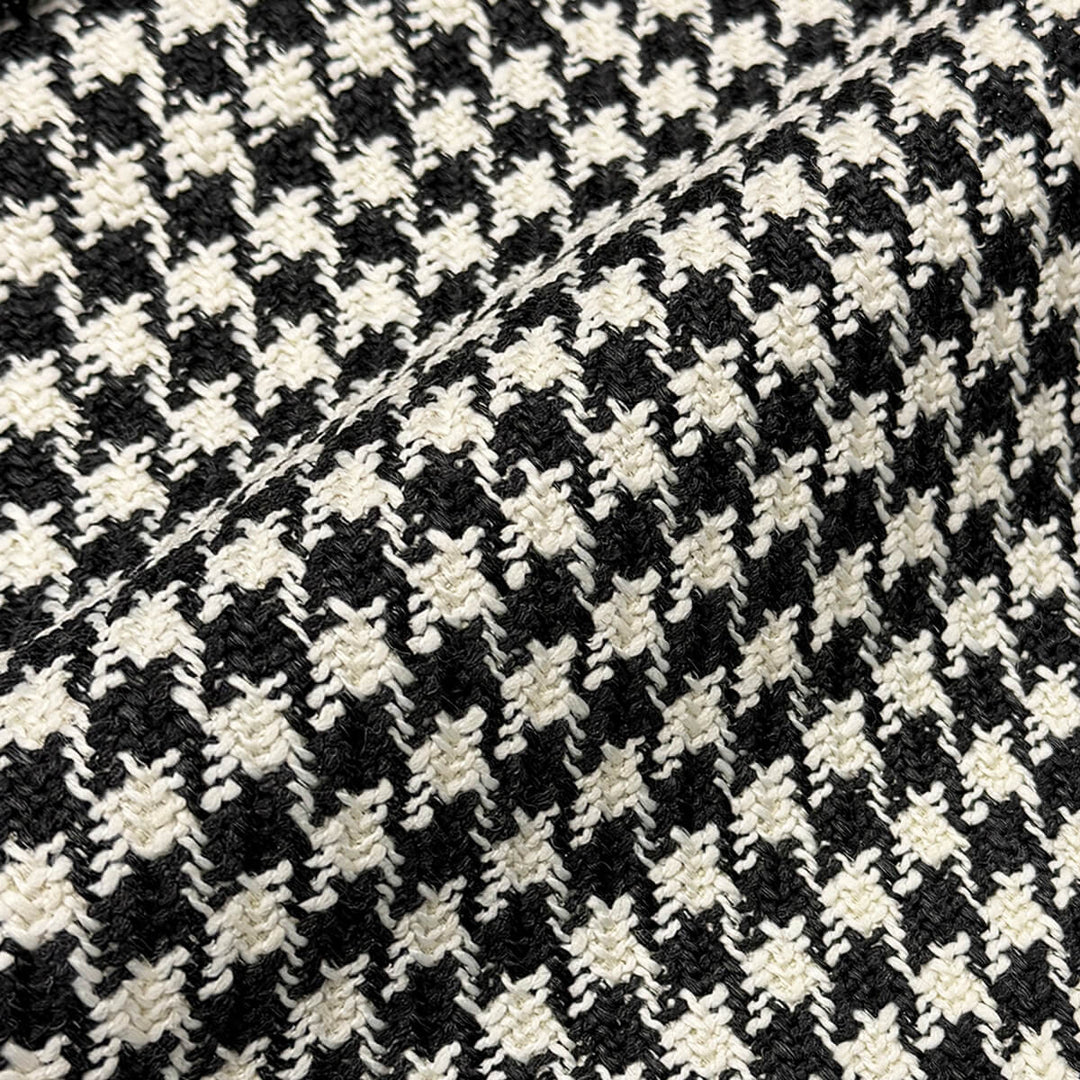 Ésvane Black Small Houndstooth Chenille Fabric