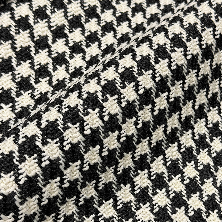 Ésvane Black Small Houndstooth Chenille Fabric