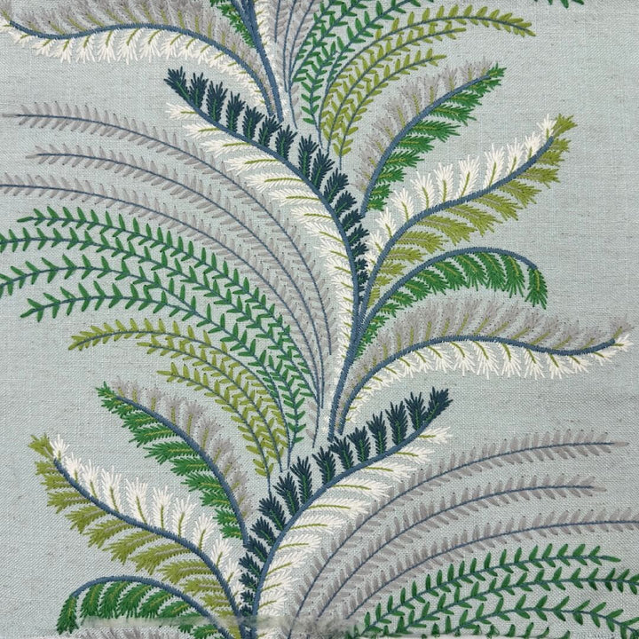 Louisville Sage Green Embroidery Blended Linen Fabric