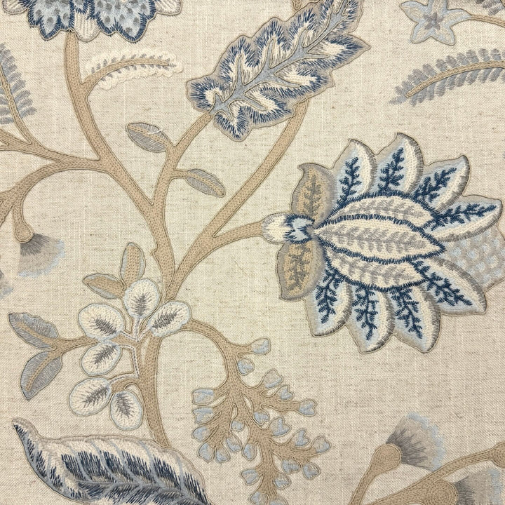 Manonville Natural Beige Embroidery Blended Linen Fabric