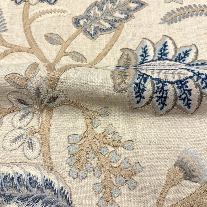 Manonville Natural Beige Embroidery Blended Linen Fabric