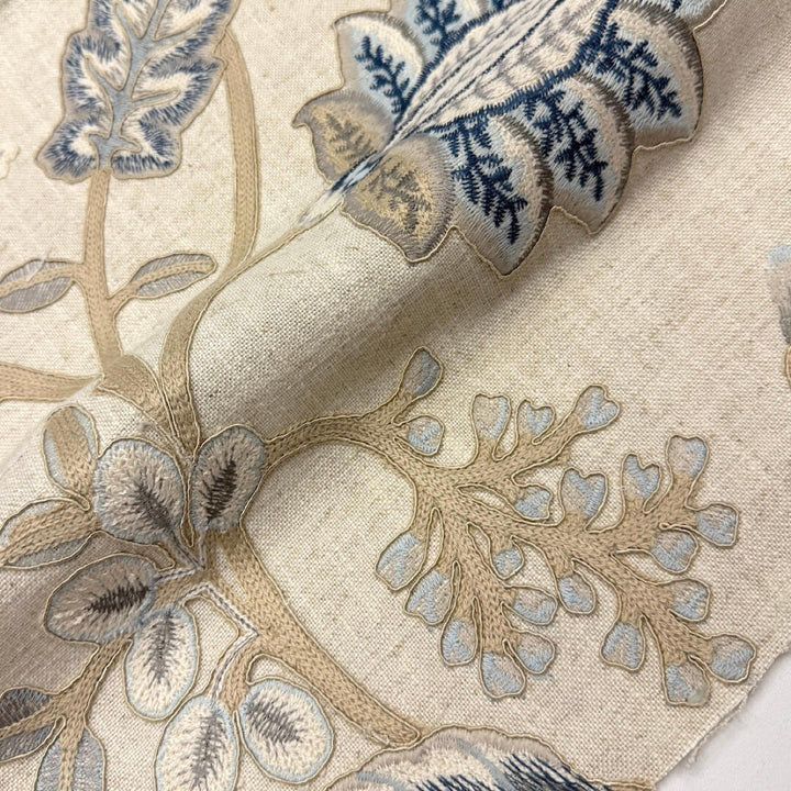 Manonville Natural Beige Embroidery Blended Linen Fabric