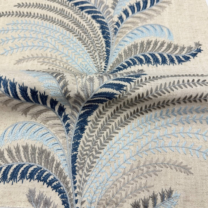 Louisville Natural Beige Embroidery Blended Linen Fabric