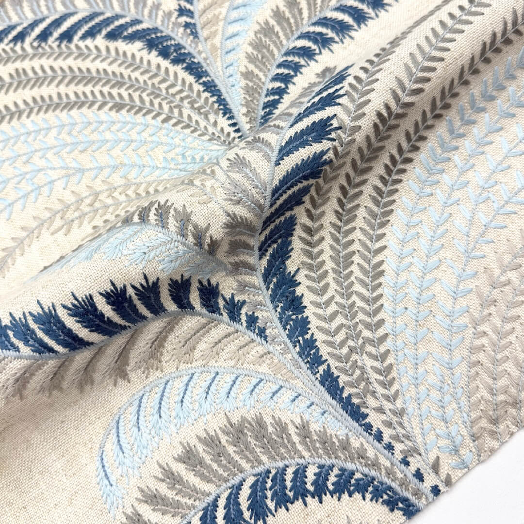 Louisville Natural Beige Embroidery Blended Linen Fabric