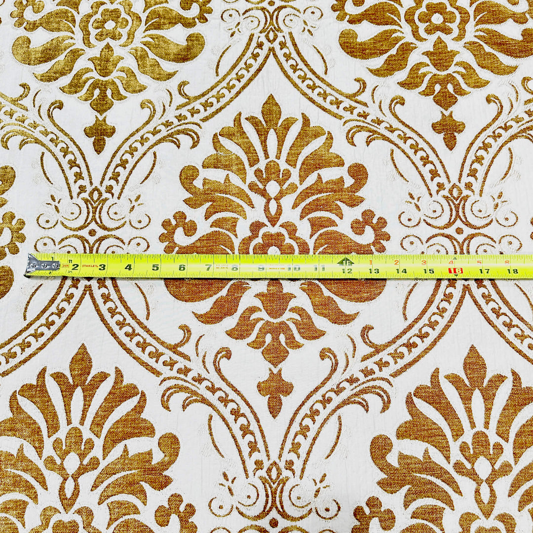 Classic Floral Damask Gold Velvet Brocade Fabric