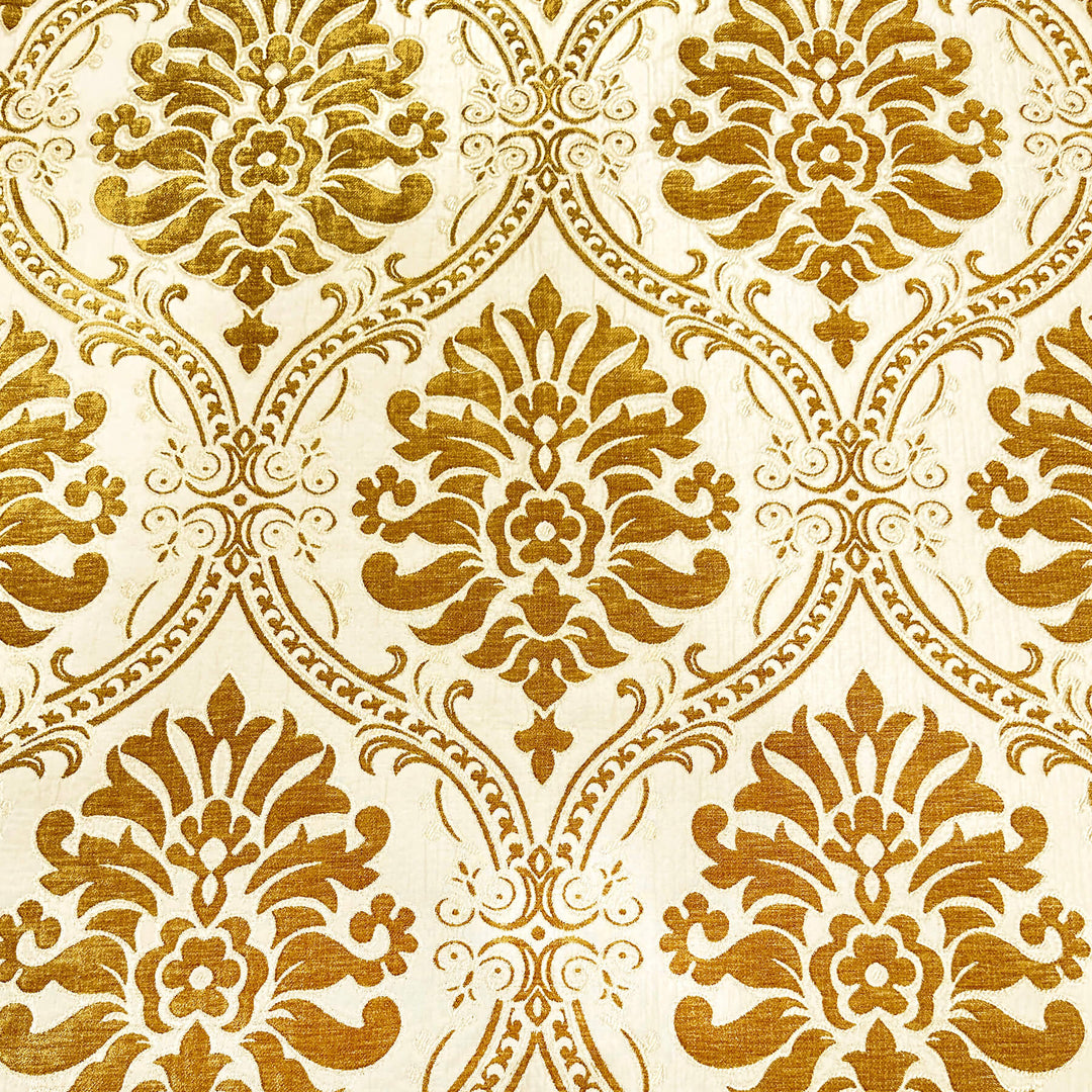 Classic Floral Damask Gold Velvet Brocade Fabric
