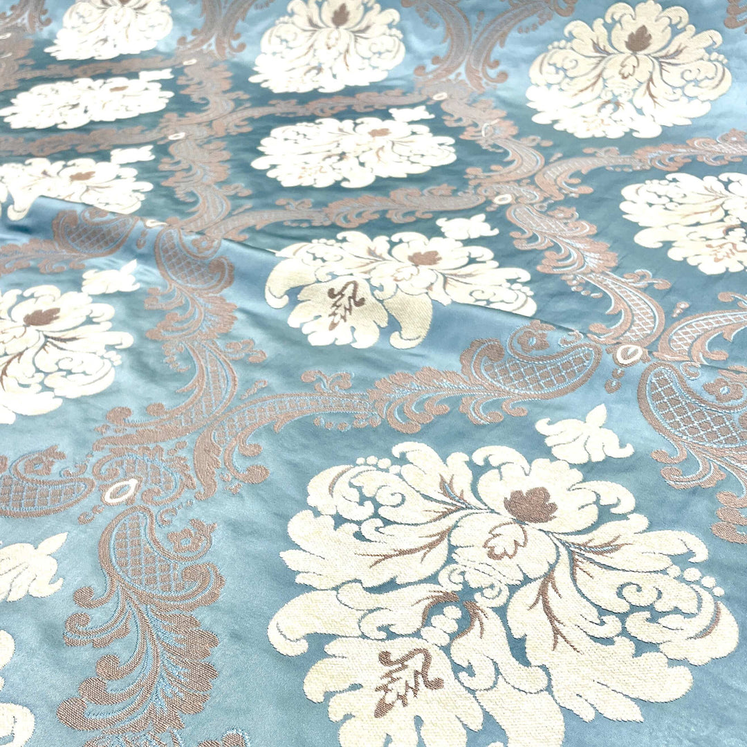Labelle Damask Brocade Jacquard Light Soft Blue Fabric
