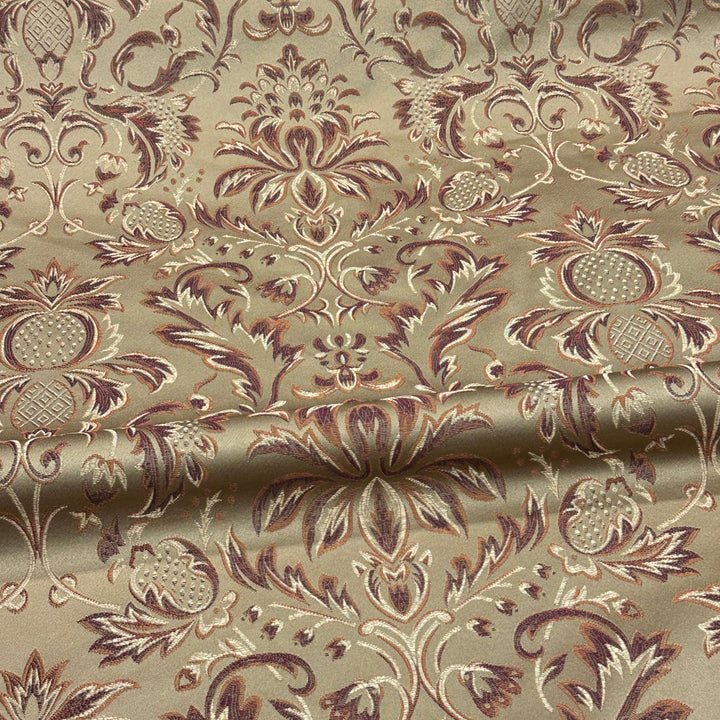 Brown Khaki Damask Jacquard Fabric