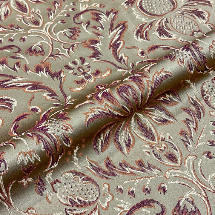 Brown Khaki Damask Jacquard Fabric
