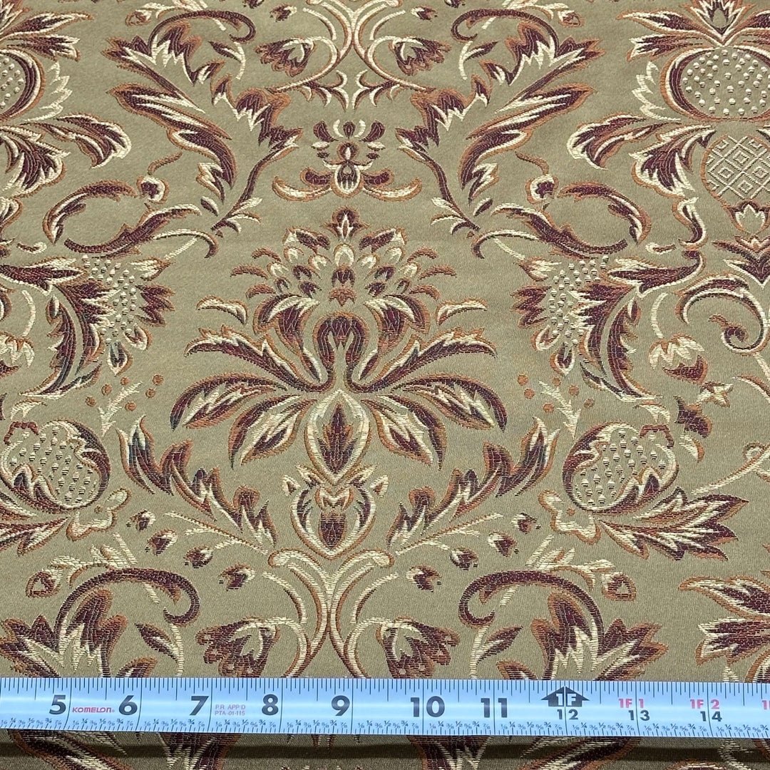 Brown Khaki Damask Jacquard Fabric
