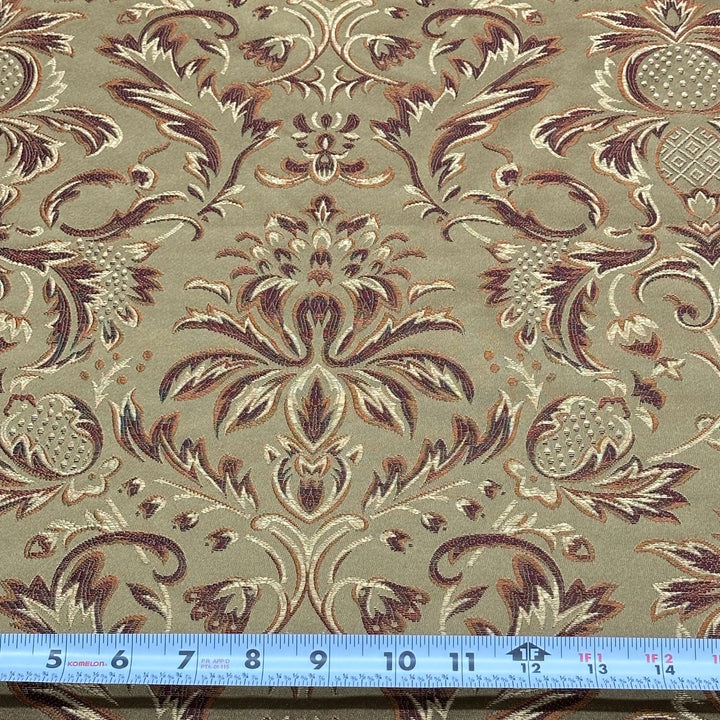 Brown Khaki Damask Jacquard Fabric