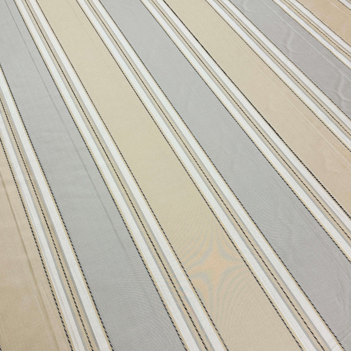 110" Wide Beige Taupe Stripe Faux Silk Fabric